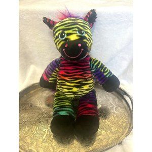 3/$30 Build A Bear Rainbow Zebra Wild Style Stuffed Plush 2015 17” Retired